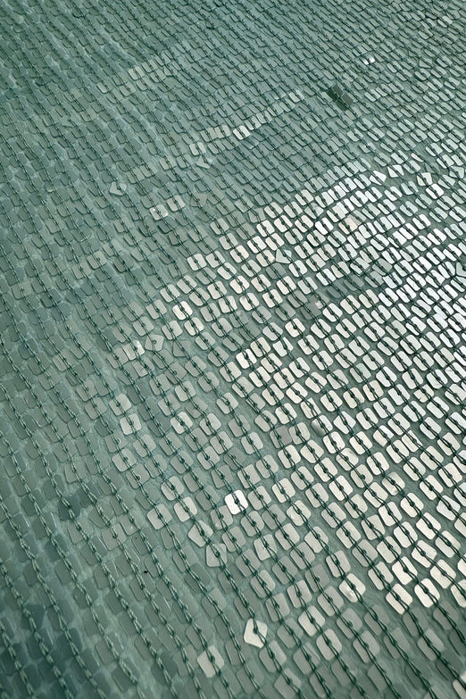 Aqua Sequin & Beads on Silk Chiffon JEC-198-12