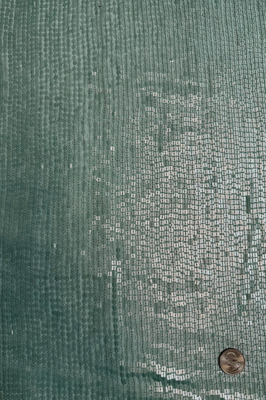 Aqua Sequin & Beads on Silk Chiffon JEC-198-12