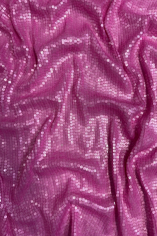 Pink Sequin & Beads on Silk Chiffon JEC-198-14