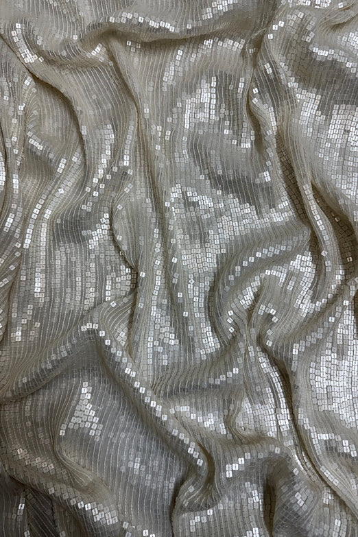 Offwhite Sequin & Beads on Silk Chiffon JEC-198