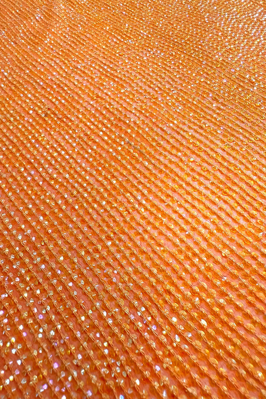 Orange Sequin & Beads on Silk Chiffon JEC-200-01