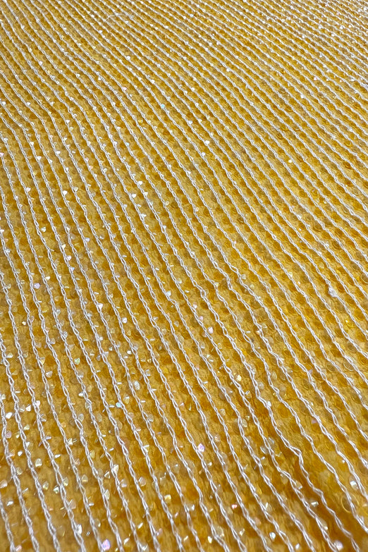 Banana Yellow Sequin & Beads on Silk Chiffon JEC-200-04