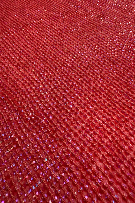 Red Sequin & Beads on Silk Chiffon JEC-200-06