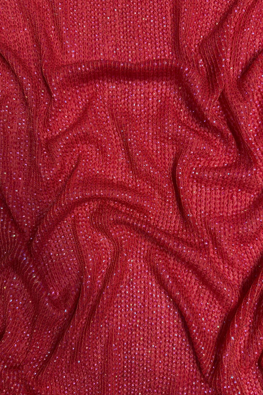 Red Sequin & Beads on Silk Chiffon JEC-200-06