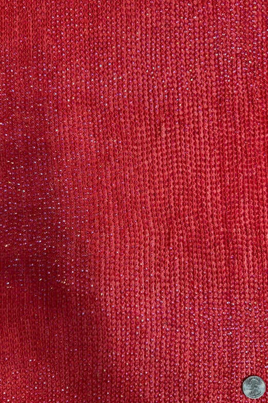 Red Sequin & Beads on Silk Chiffon JEC-200-06