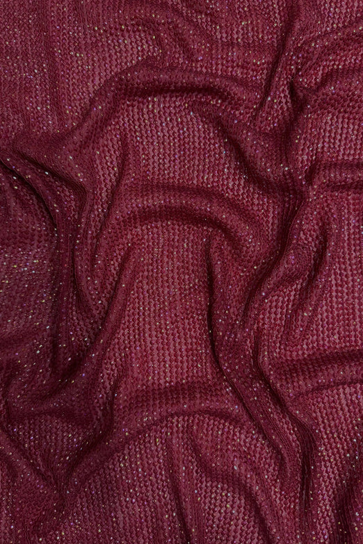 Dark Red Sequin & Beads on Silk Chiffon JEC-200-07