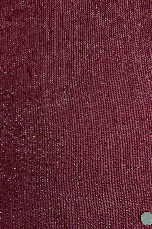 Dark Red Sequin & Beads on Silk Chiffon JEC-200-07