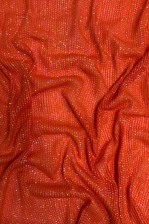 Red Orange Sequin & Beads on Silk Chiffon JEC-200-13