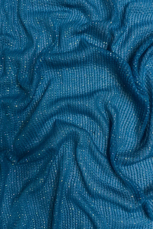 Lake Blue Sequin & Beads on Silk Chiffon JEC-200-23