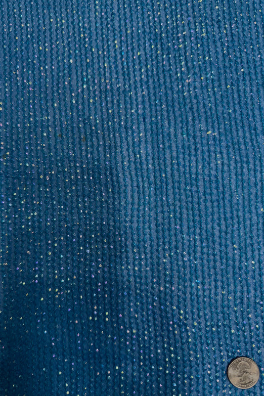 Lake Blue Sequin & Beads on Silk Chiffon JEC-200-23