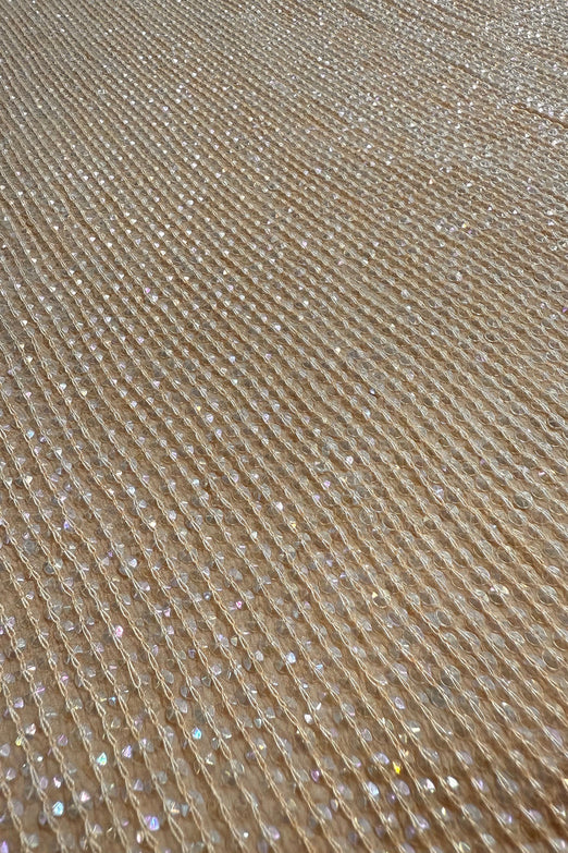 Beige Sequin & Beads on Silk Chiffon JEC-200-26