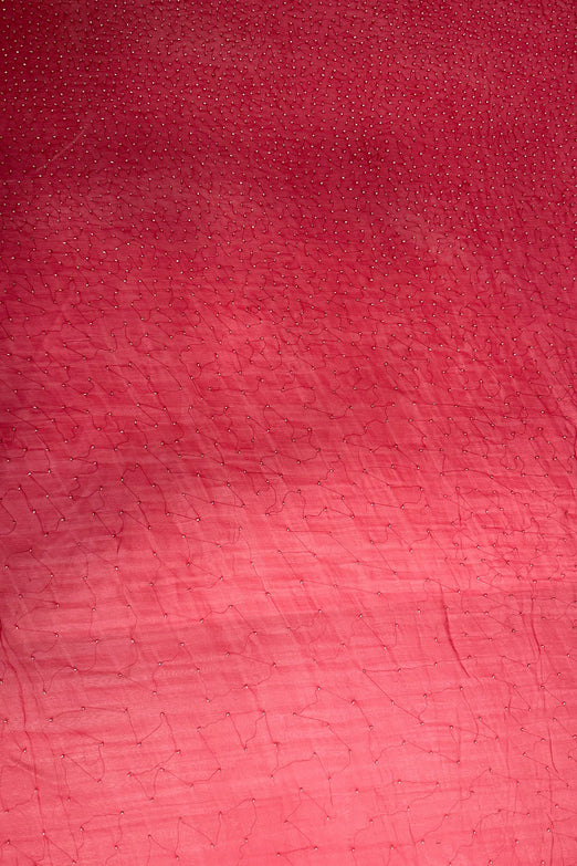 Red Ombre Sequin & Beads on Silk Chiffon JEC-201-03