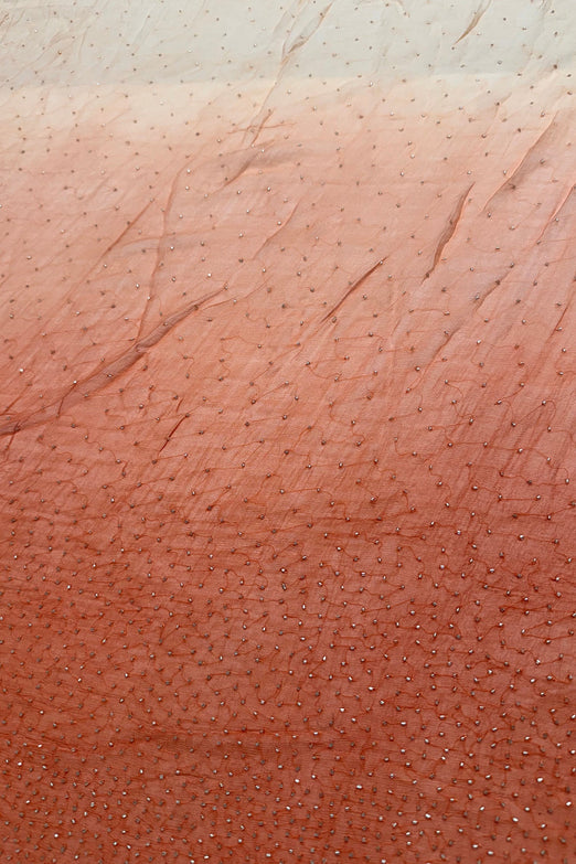 Peach Ombre Sequin & Beads on Silk Chiffon JEC-201-06