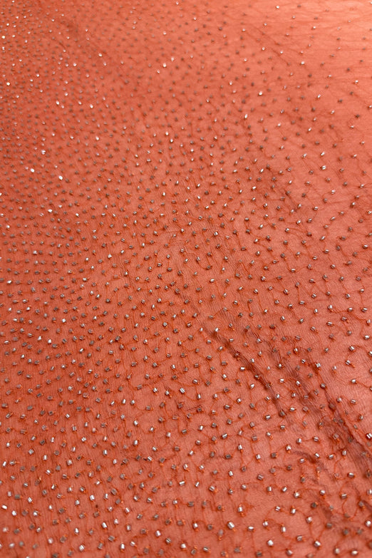 Peach Ombre Sequin & Beads on Silk Chiffon JEC-201-06