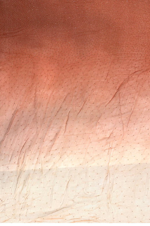 Peach Ombre Sequin & Beads on Silk Chiffon JEC-201-06