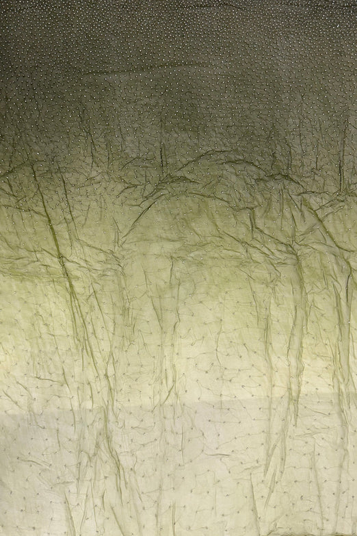Green Ombre Sequin & Beads on Silk Chiffon JEC-201-07