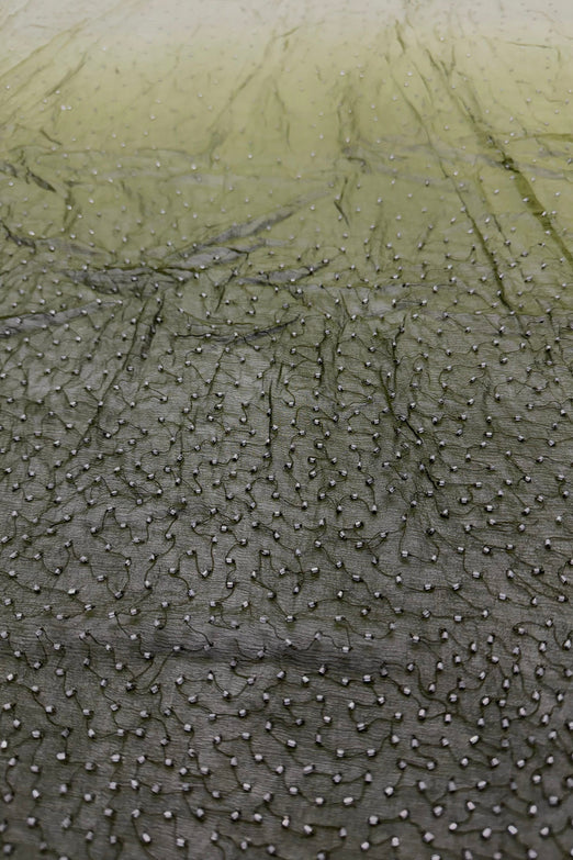 Green Ombre Sequin & Beads on Silk Chiffon JEC-201-07