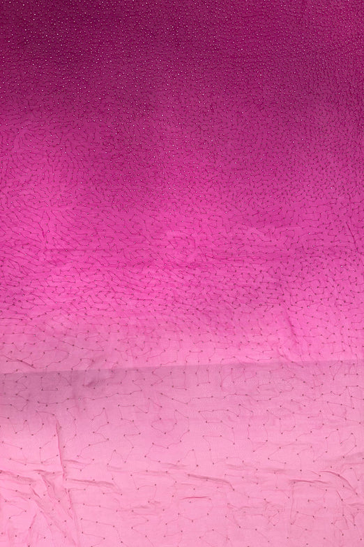 Fuchsia Ombre Sequin & Beads on Silk Chiffon JEC-201-08