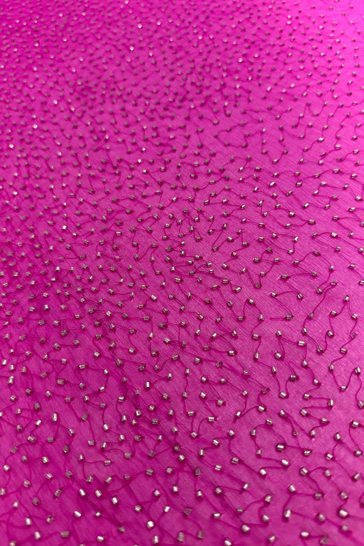 Fuchsia Ombre Sequin & Beads on Silk Chiffon JEC-201-08