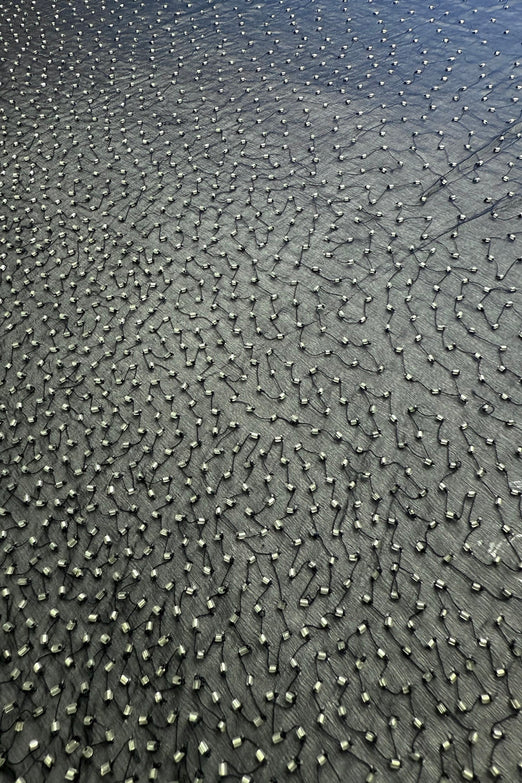 Ink Blue Ombre Sequin & Beads on Silk Chiffon JEC-201-09