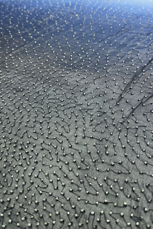 Ink Blue Ombre Sequin & Beads on Silk Chiffon JEC-201-09