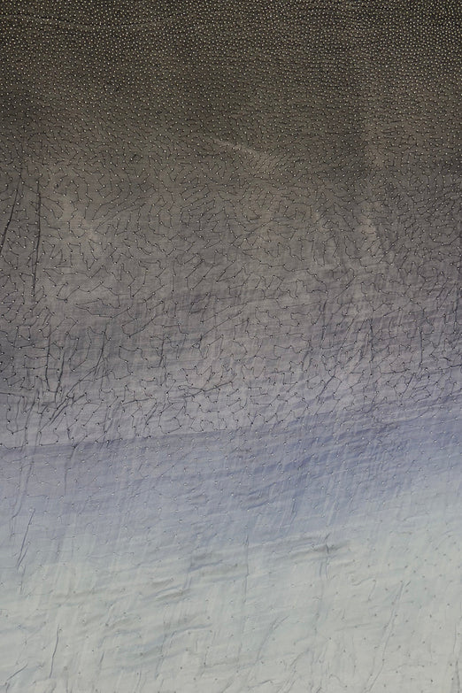 Ink Blue Ombre Sequin & Beads on Silk Chiffon JEC-201-09