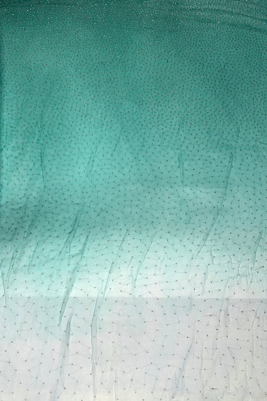 Aqua Ombre Sequin & Beads on Silk Chiffon JEC-201-10
