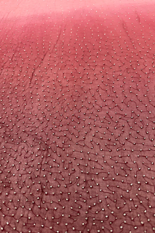 Red Ombre Sequin & Beads on Silk Chiffon JEC-201-11