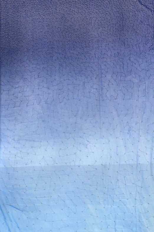 Blue Ombre Sequin & Beads on Silk Chiffon JEC-201-12