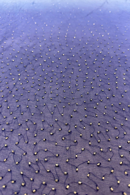 Sapphire Blue Ombre Sequin & Beads on Silk Chiffon JEC-201-13