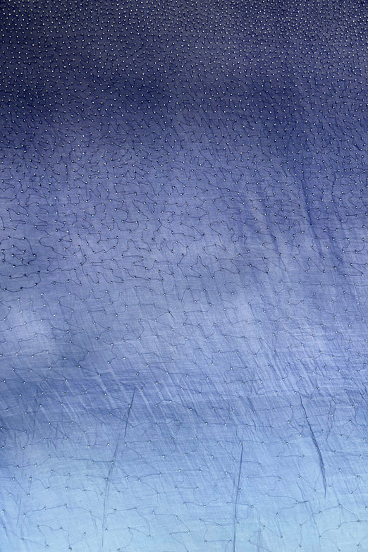 Sapphire Blue Ombre Sequin & Beads on Silk Chiffon JEC-201-13