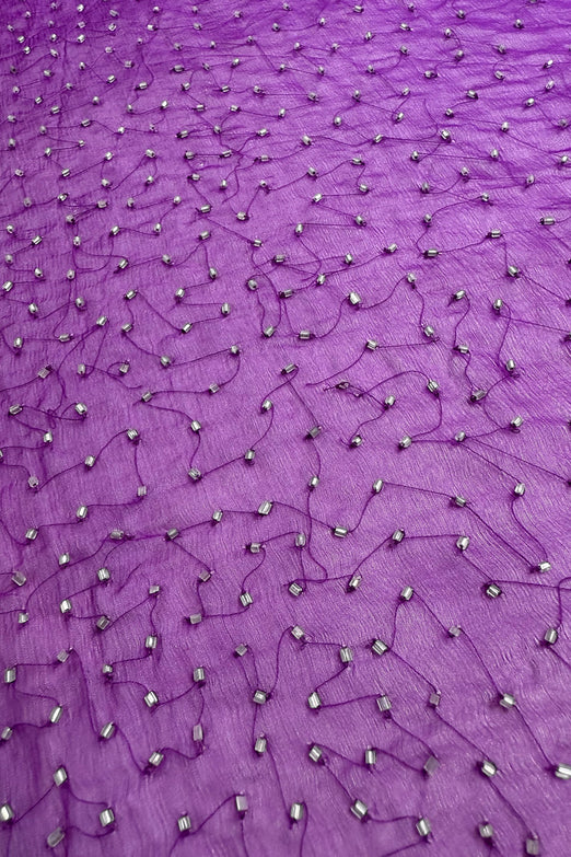 Purple Ombre Sequin & Beads on Silk Chiffon JEC-201-14