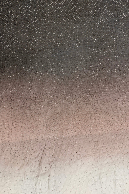 Taupe Ombre Sequin & Beads on Silk Chiffon JEC-201-15