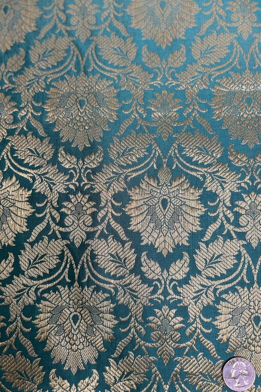 Teal Blue/Gold JV-1643/6 Silk Brocade