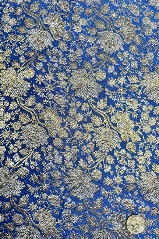 Nautical Blue/Silver/ Gold JV-1647 Silk Brocade