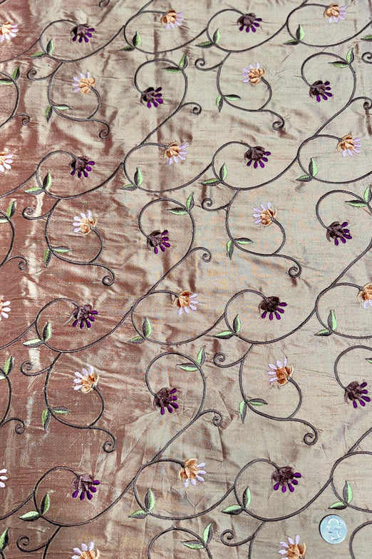 Multicolor Embroidered Dupioni Silk MED-213/6