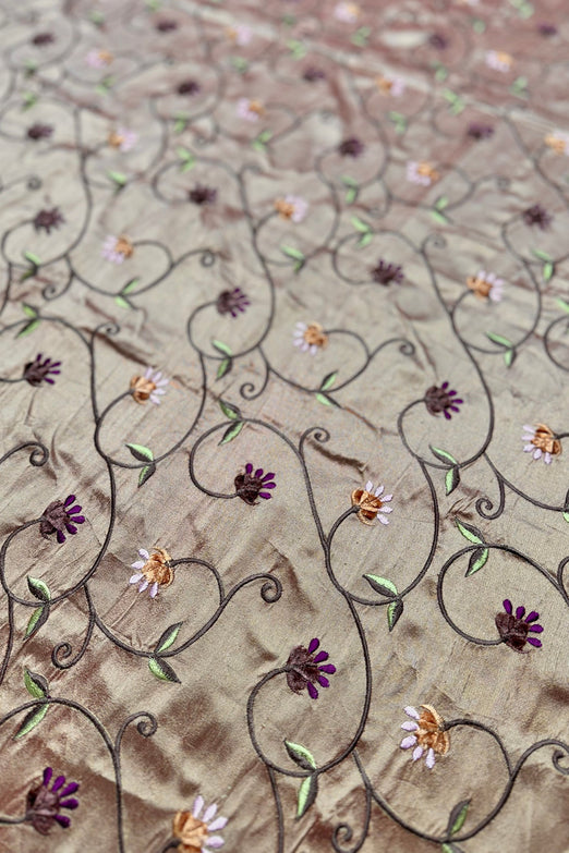 Multicolor Embroidered Dupioni Silk MED-213/6