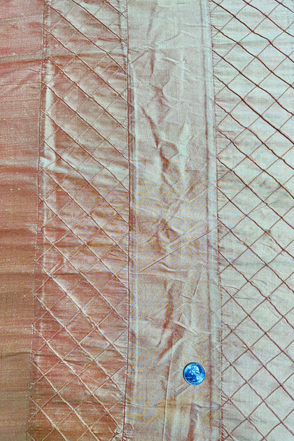 Iridescent Red/Gold Embroidered Dupioni Silk main image 1