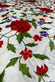 Bright Rose on Cream Shantung Embroidered Dupioni Silk