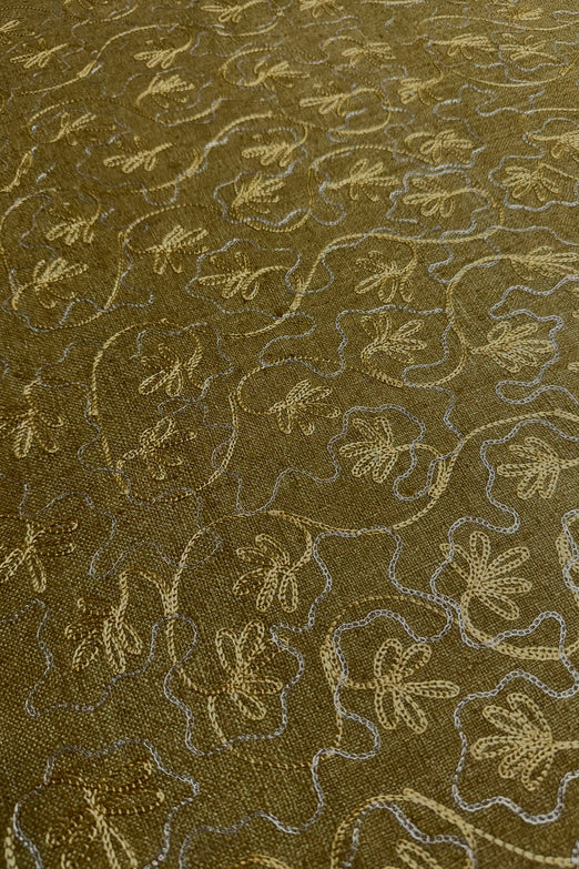 Gold Embroidered Silk Linen MEMT-010-3