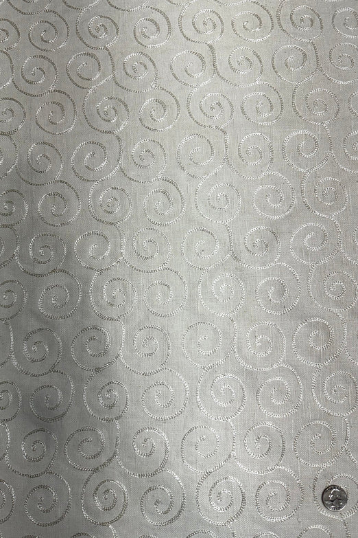 Ivory Embroidered Silk Linen MEMT-016/1