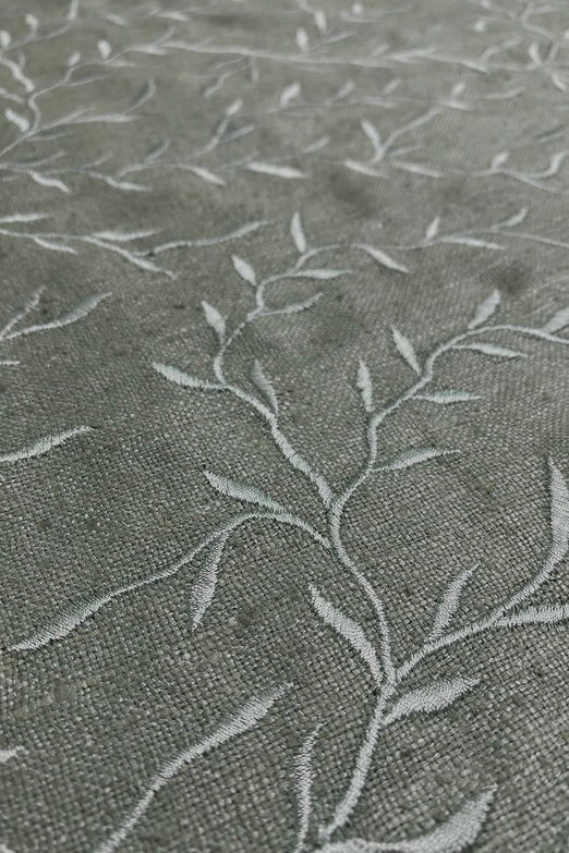 Mint Green Embroidered Silk Linen MEMT-017-2