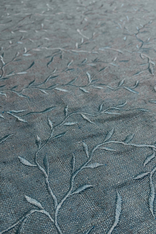 Sky Blue Embroidered Silk Linen MEMT-017-3