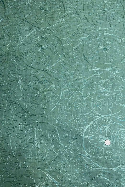 Pistachio Embroidered Silk Linen MEMT-018-01