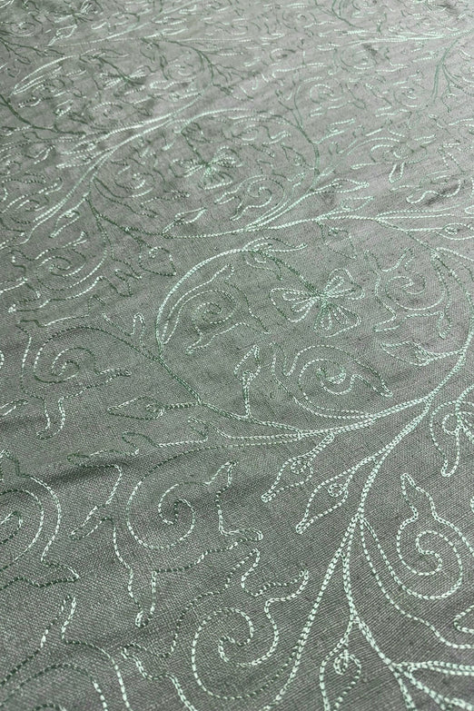 Mint Green Embroidered Silk Linen MEMT-018-02