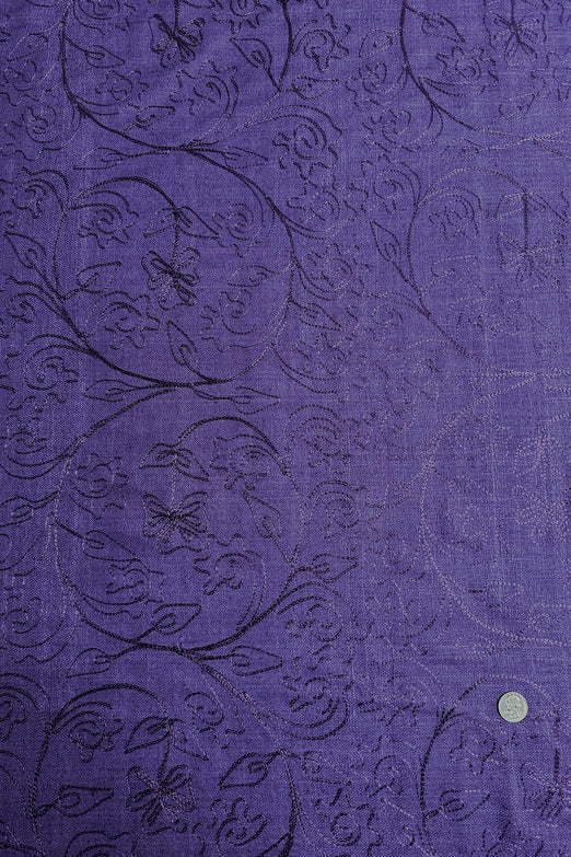 Purple Embroidered Silk Linen MEMT-018-05