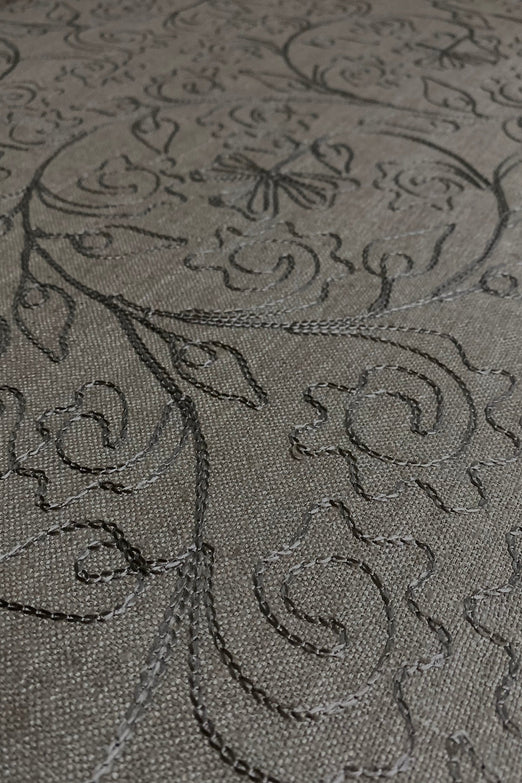 Cement Embroidered Silk Linen MEMT-018-63