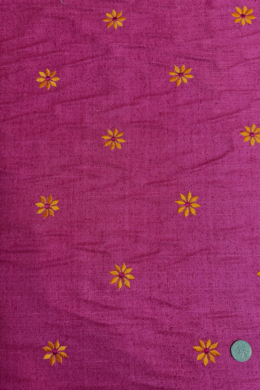 Pink Embroidered Silk Linen MEMT-023-15