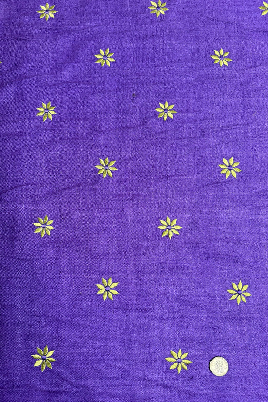 Purple Embroidered Silk Linen MEMT-023-18
