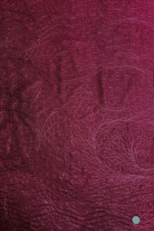Red Embroidered Silk Linen MEMT-026-15